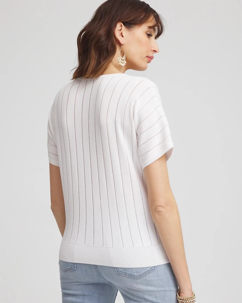 Caviar-Embellished V-Neck Pullover Sweater