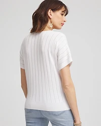 Caviar-Embellished V-Neck Pullover Sweater