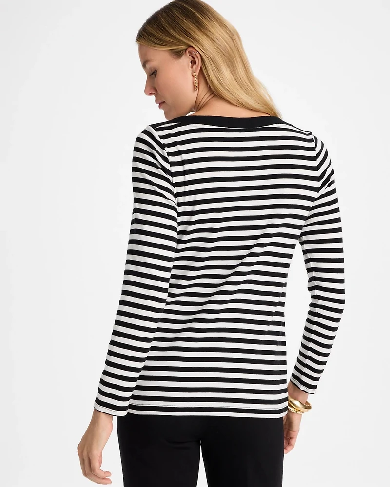 Striped Pima Cotton Boatneck Tee