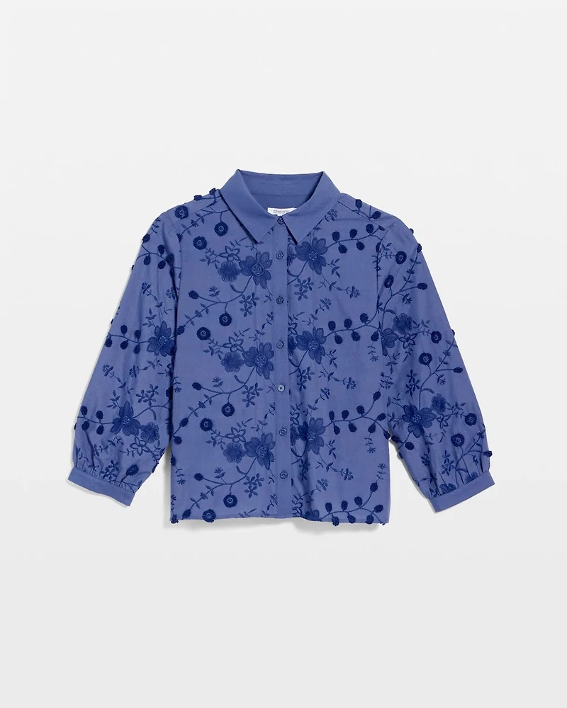 3D Floral Embroidered Top