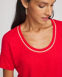 Sweater Trim Linen Tee