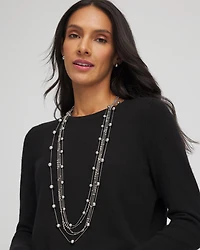Multistrand Beaded Silvertone Necklace
