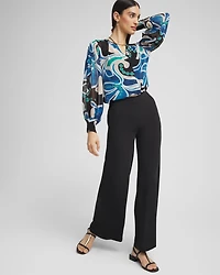 Pintuck Detail Swirl Print Top