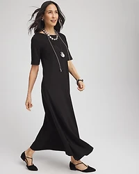 Elbow-Sleeved Maxi Dress
