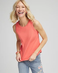 Ribbed Crochet-Trimmed Tank