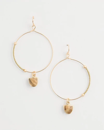 Hoop Jasper Stone Charm Earrings