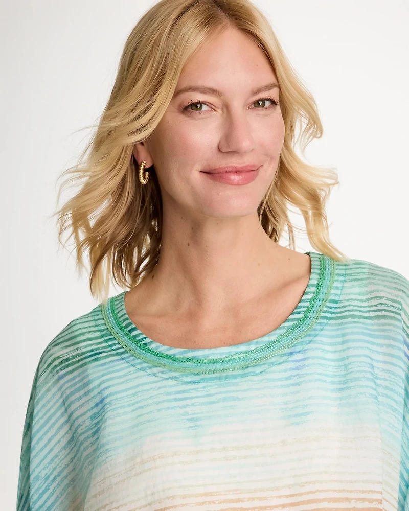 Ombre Coastal Printed Poncho