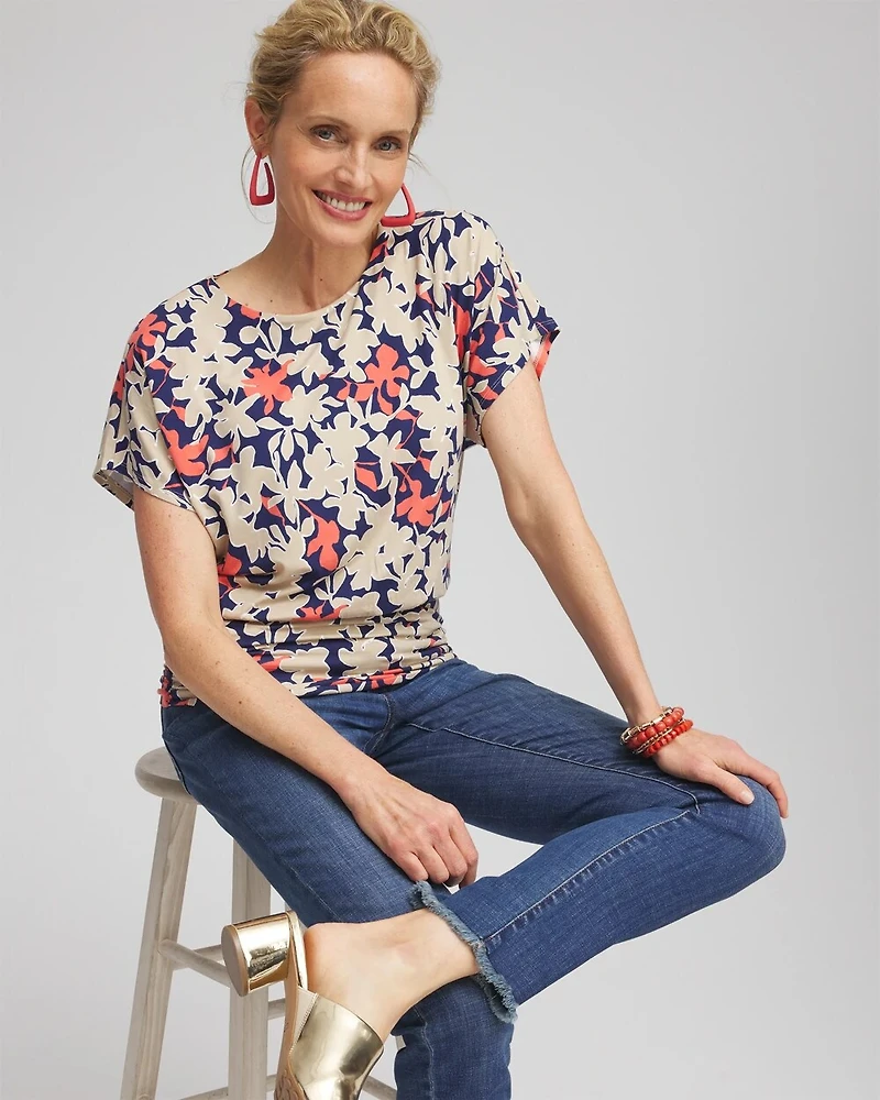 Touch of Cool™ Floral Banded Hem Top