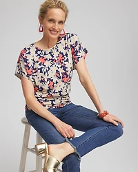Touch of Cool™ Floral Banded Hem Top