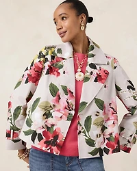 Cotton-Stretch Floral Trench Coat