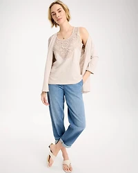 Embroidered Scoopneck Tank