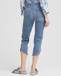 Pull-On Dolphin-Hemmed Capri Jeans