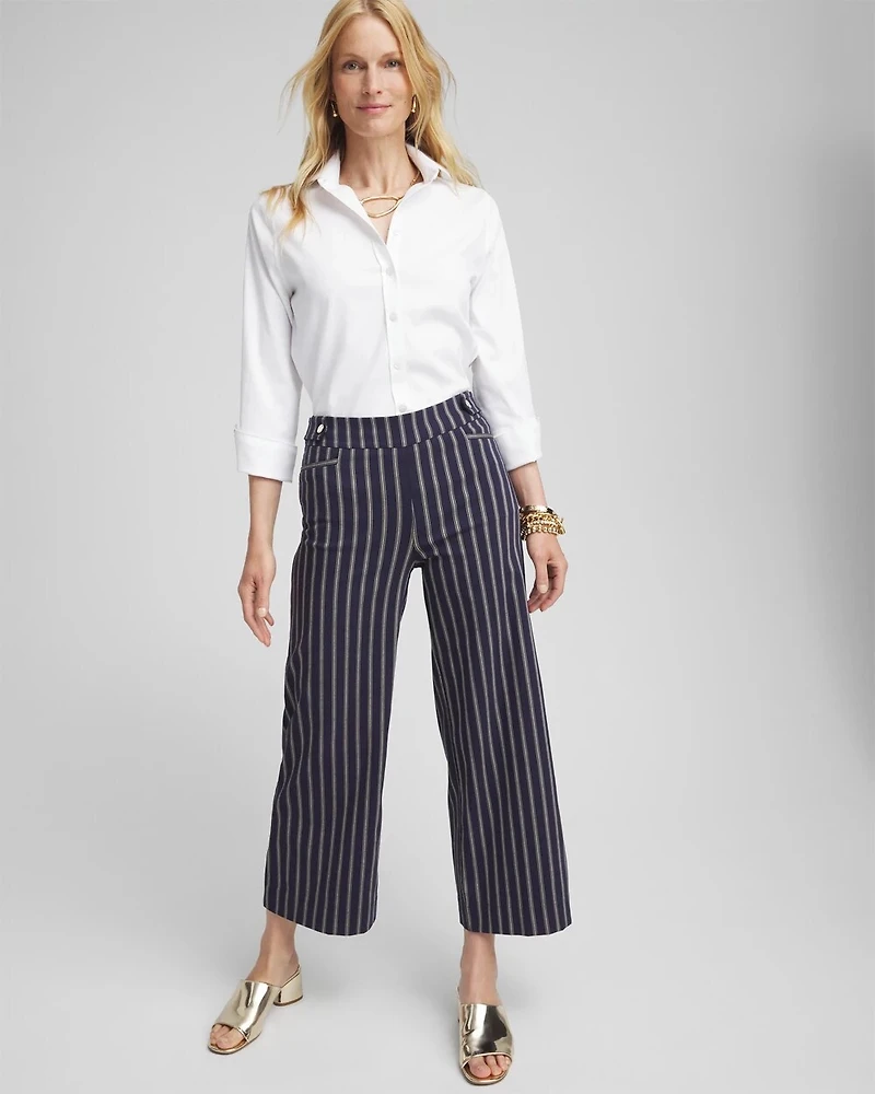 Brigitte Double Stripe Wide Leg Cropped Pants