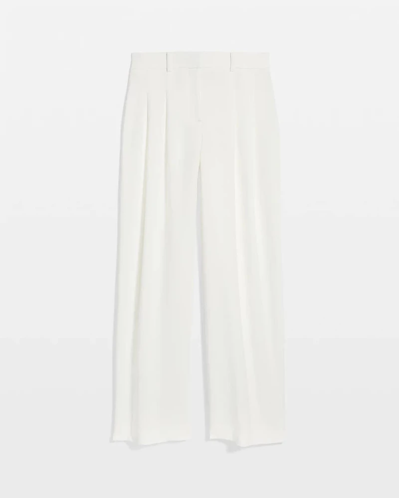 Crepe Pleated Relaxed Pants
