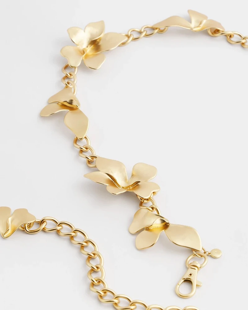 Goldtone Flowers Chain Belt