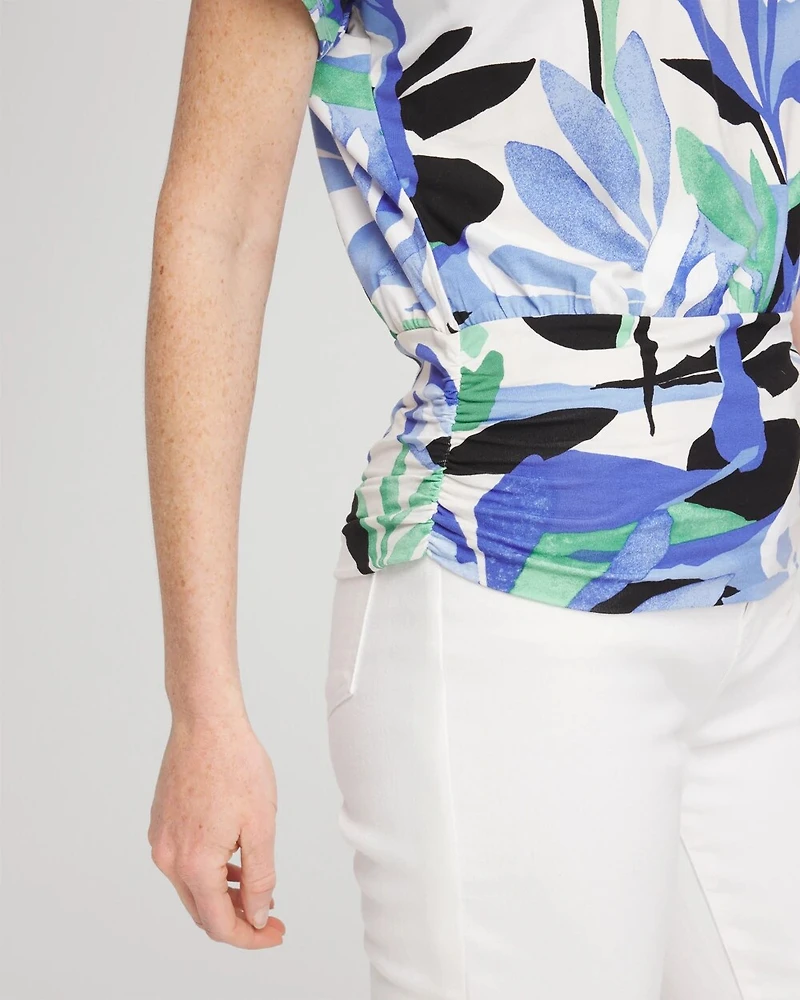 Touch of Cool™ Tropics Ruched Banded Hem Top