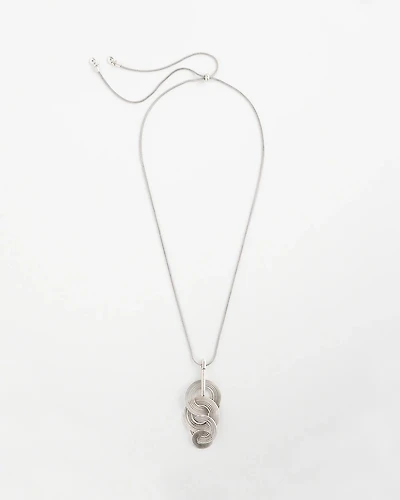 Silvertone Concentric Circles Pendant Necklace