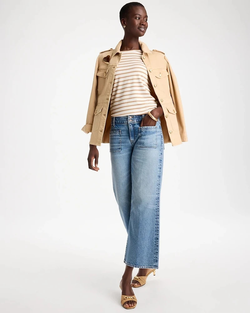Striped Touch of Cool™ Elbow-sleeve Layering Tee