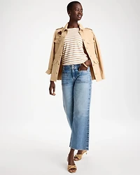 Striped Touch of Cool™ Elbow-sleeve Layering Tee