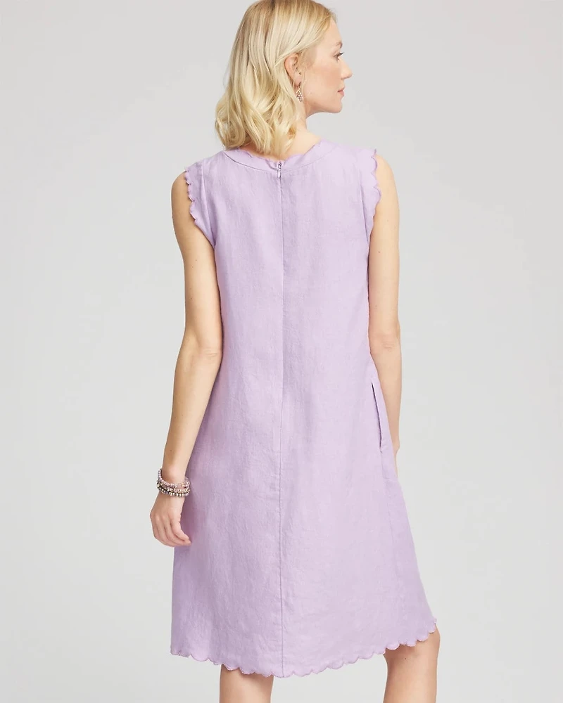 Sleeveless Scalloped Trim Dress