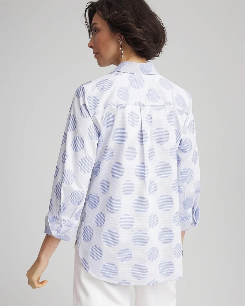 No Iron™ Polka-Dot Stretch Sateen Shirt