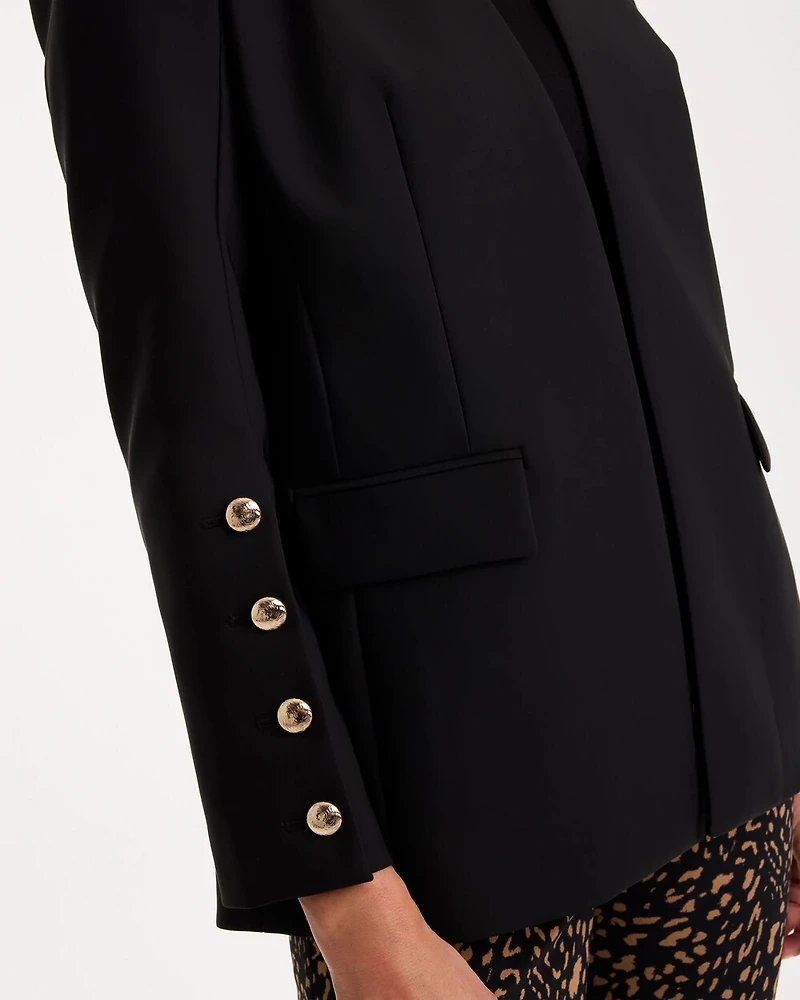 Soft-Stretch Button Detail Blazer