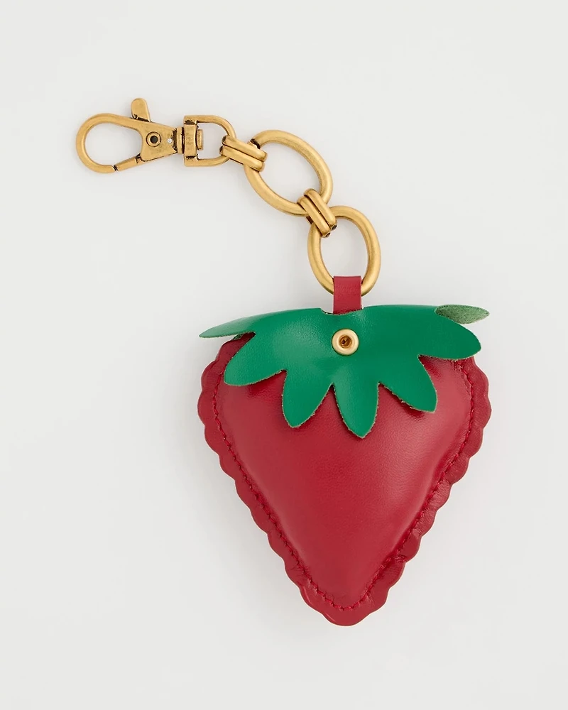 Faux Leather Strawberry Bag Charm Key Chain