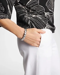 Silver Textured Circle Stretch Bracelet