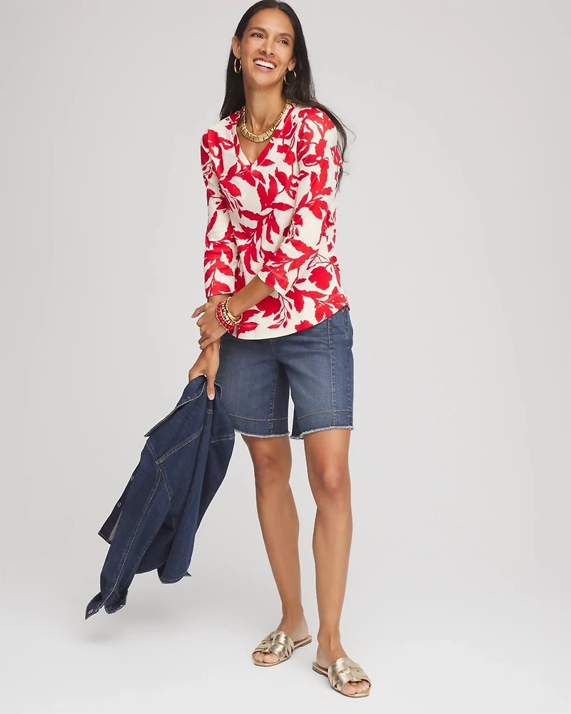 Pima Floral 3/4 Sleeve Tee