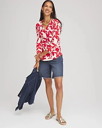 Pima Floral 3/4 Sleeve Tee