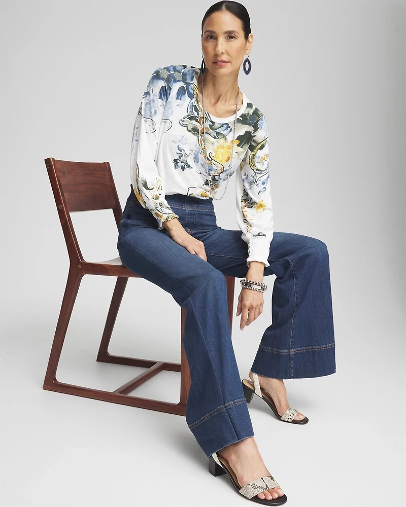 Floral Smocked Sleeve Tee