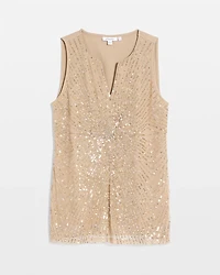 Sequin Beaded Notch Neck Tank