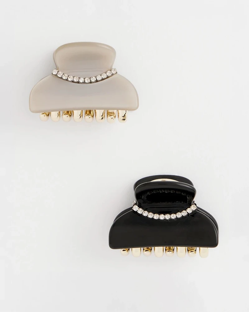 Set of Two Rhinestone Hair Clips