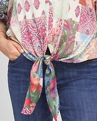 Satin Tie-Front Blouse