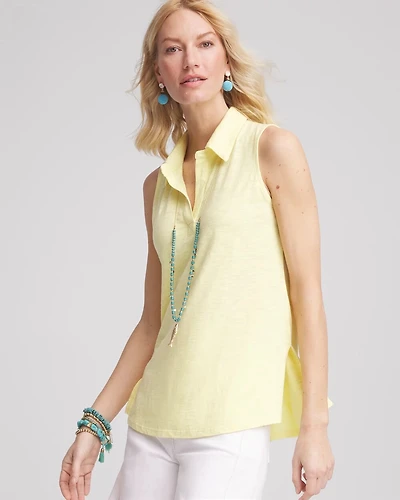 Slub Sleeveless Collared Tunic