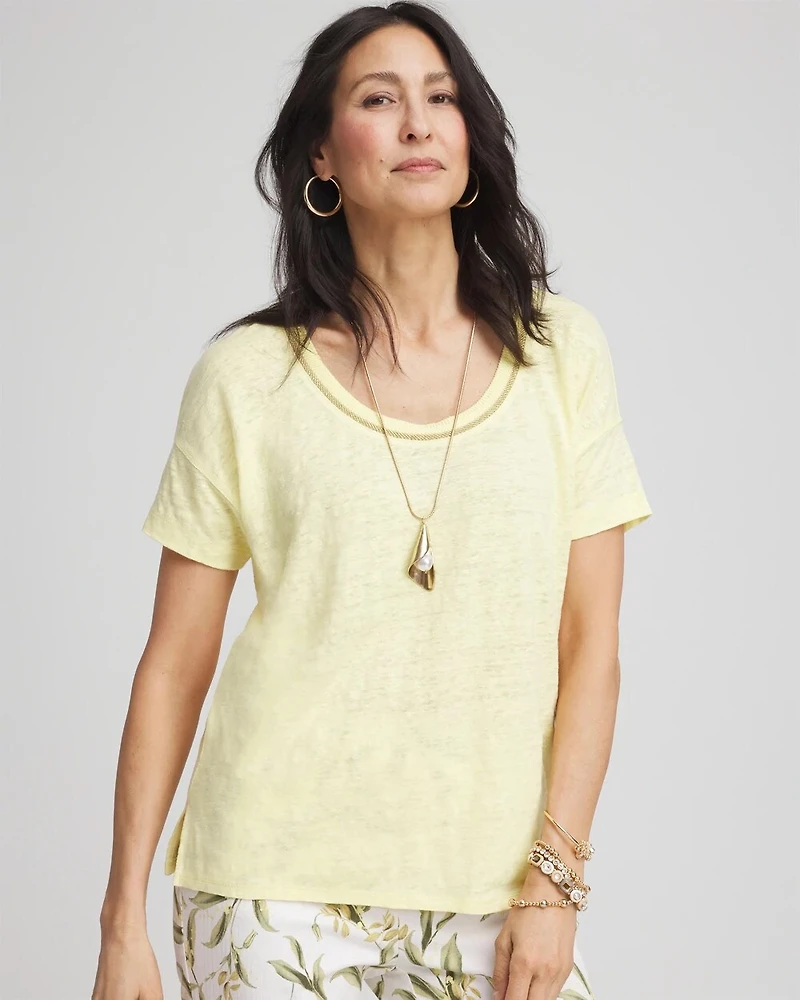 Sweater Trim Linen Tee