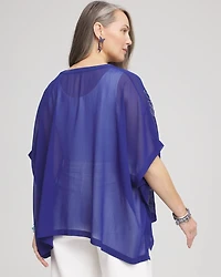 Woven Crinkle Chiffon Poncho