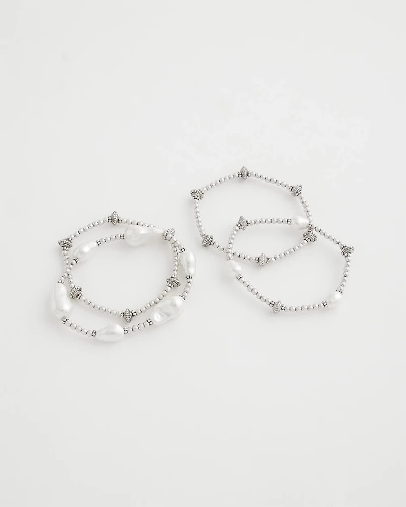 Faux Pearl Stretch Bracelet