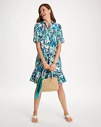 Floral Linen-Cotton Popover Dress