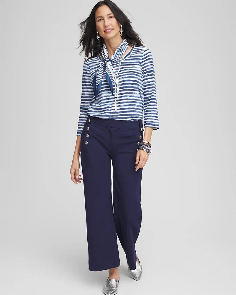 Button Knit Twill Cropped Pants