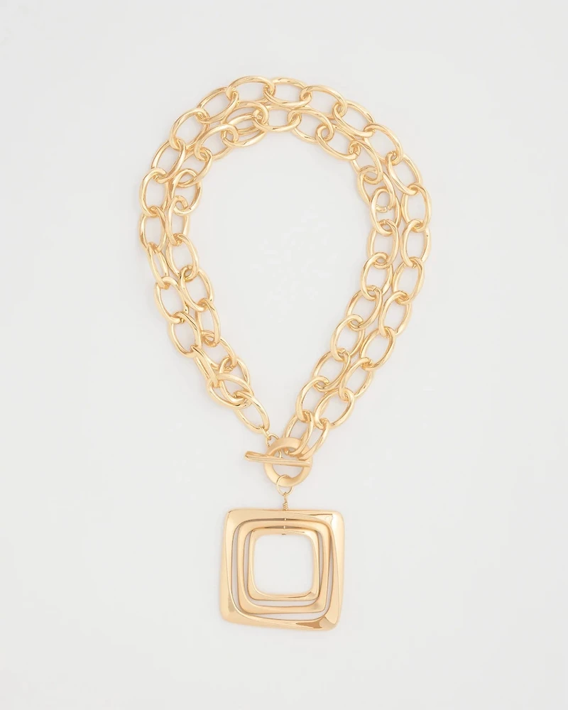 Adjustable Square Pendant Necklace