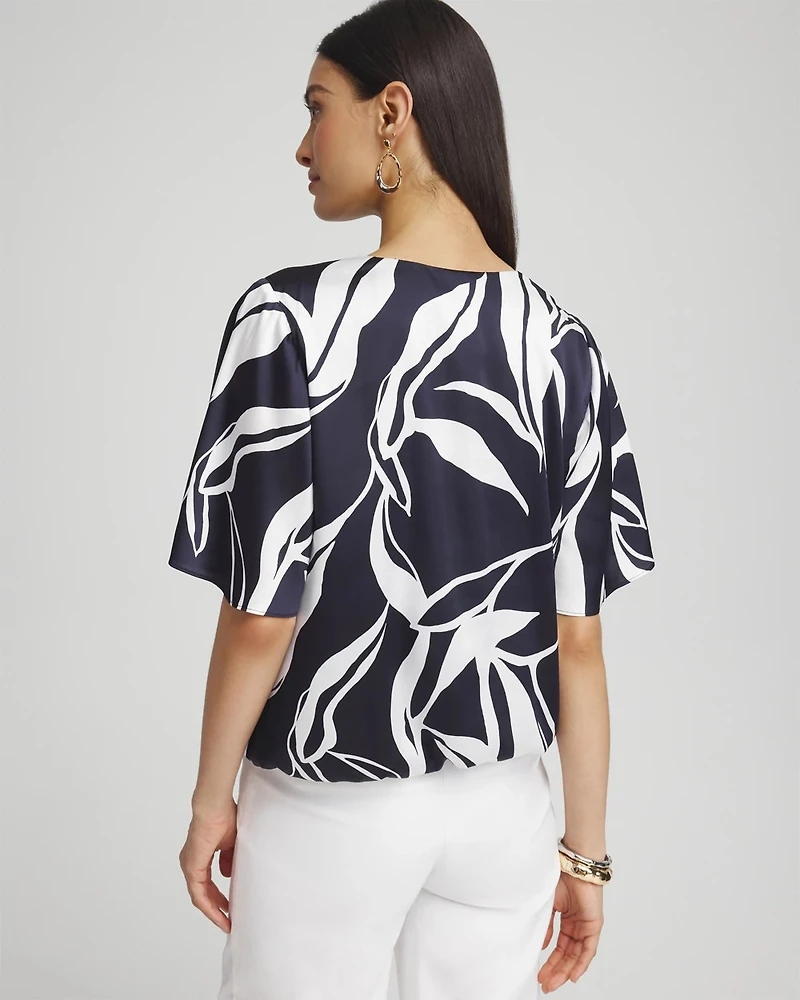 Satin Bubble Hem Blouse