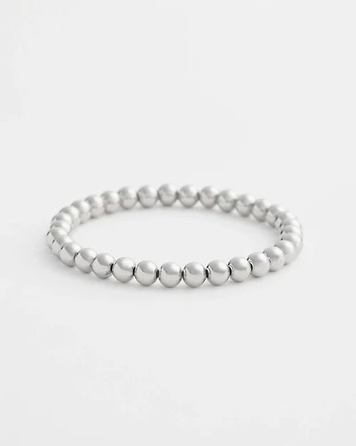 Small Beaded Silver Tone Stretch Bracelet