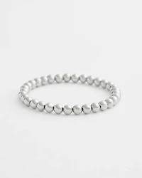 Small Beaded Silver Tone Stretch Bracelet