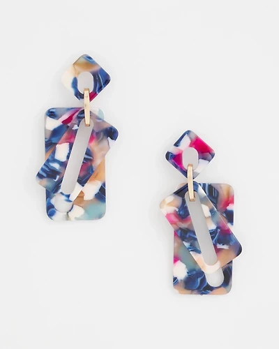 Multi Resin Rectangle Earrings