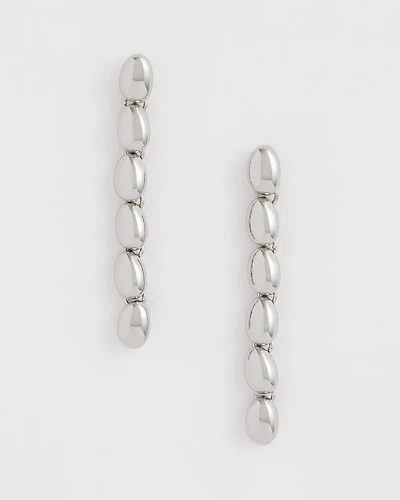 Silver Linear Bead Earrings