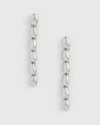 Silver Linear Bead Earrings