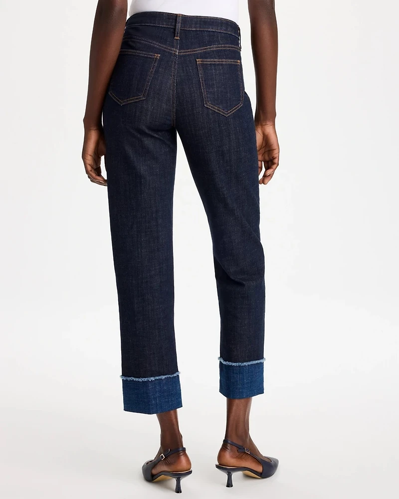 Girlfriend Frayed High-Rise Jeans
