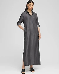 Button Detail Chambray Dress