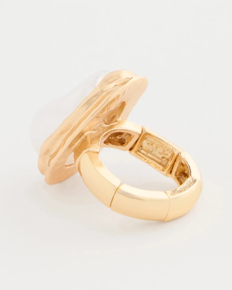 Faux Pearl Cluster Stretch Ring